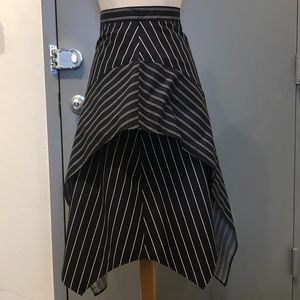 N/Nicholas Blue White Striped Asymmetrical Skirt